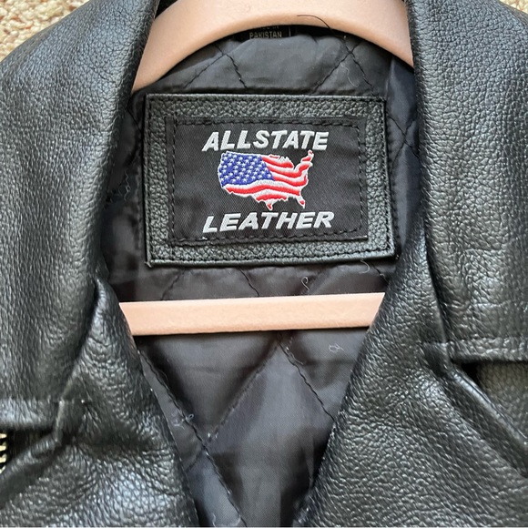 Allstate Black Leather Motorcycle Jacket - Picture 5 of 11